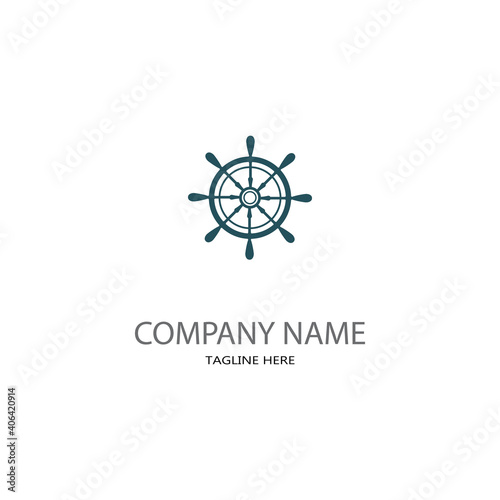 ship steering logo vector icon illustration template
