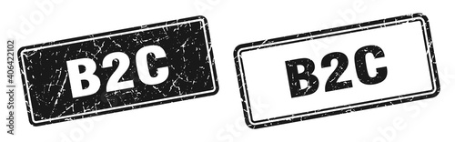 b2c stamp set. b2c square grunge sign