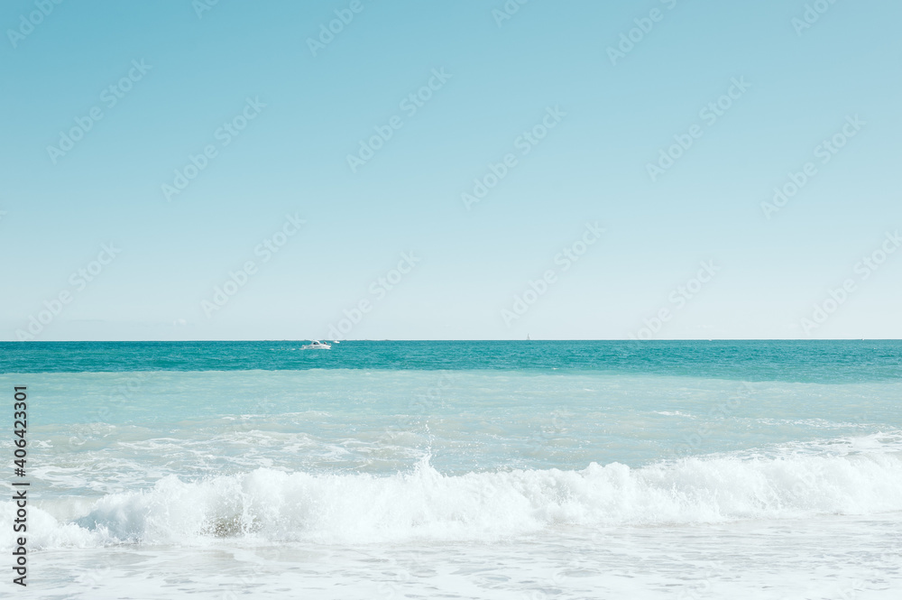 Horizontal empty turquoise mediterranean beach 