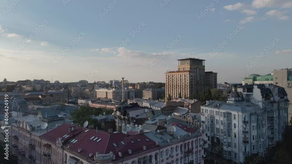 City skyline with Maidan square in the background in Kyiv, Ukraine
