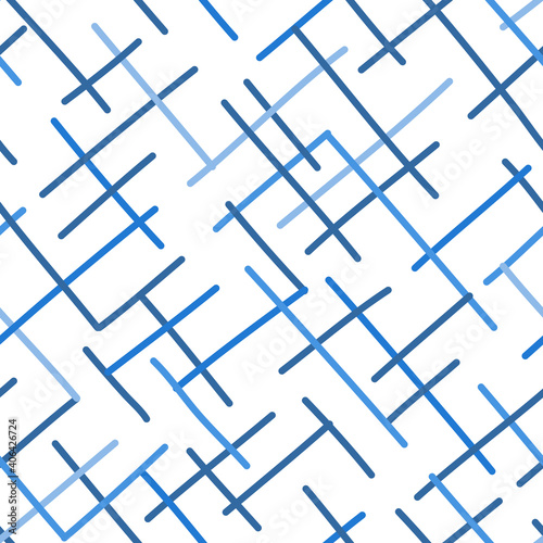 Vector abstract hand drawn seamless patterns. Blue doodle background.