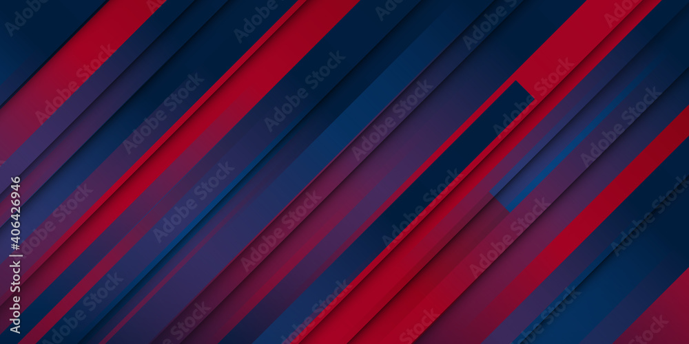 Modern blue red abstract background with layout template design for sport