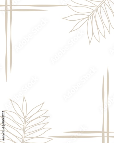 Vector illustration of line art drawing with abstract shape. Smooth lines, tropical flowers and leaves. Abstract versatile art pattern. For poster, postcard, invitation, flyer, cover, banner, etc.