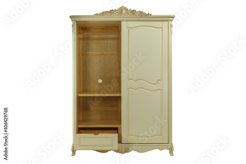 large beige wardrobe with two doors