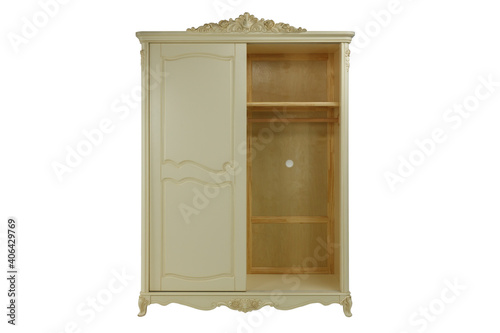 large beige wardrobe with two doors