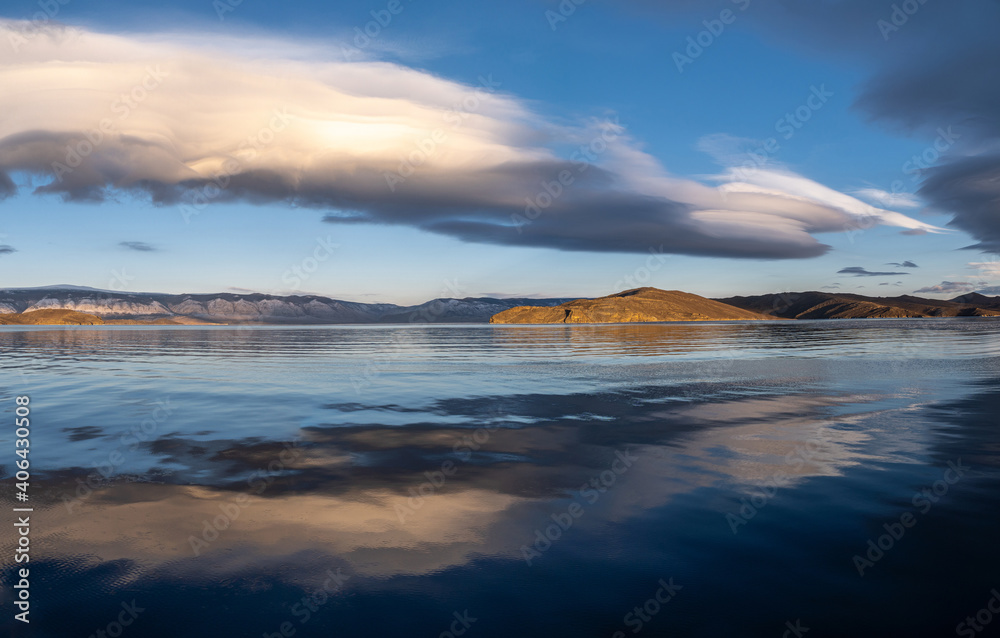 Reflection of the sky in the water of Lake Baikal