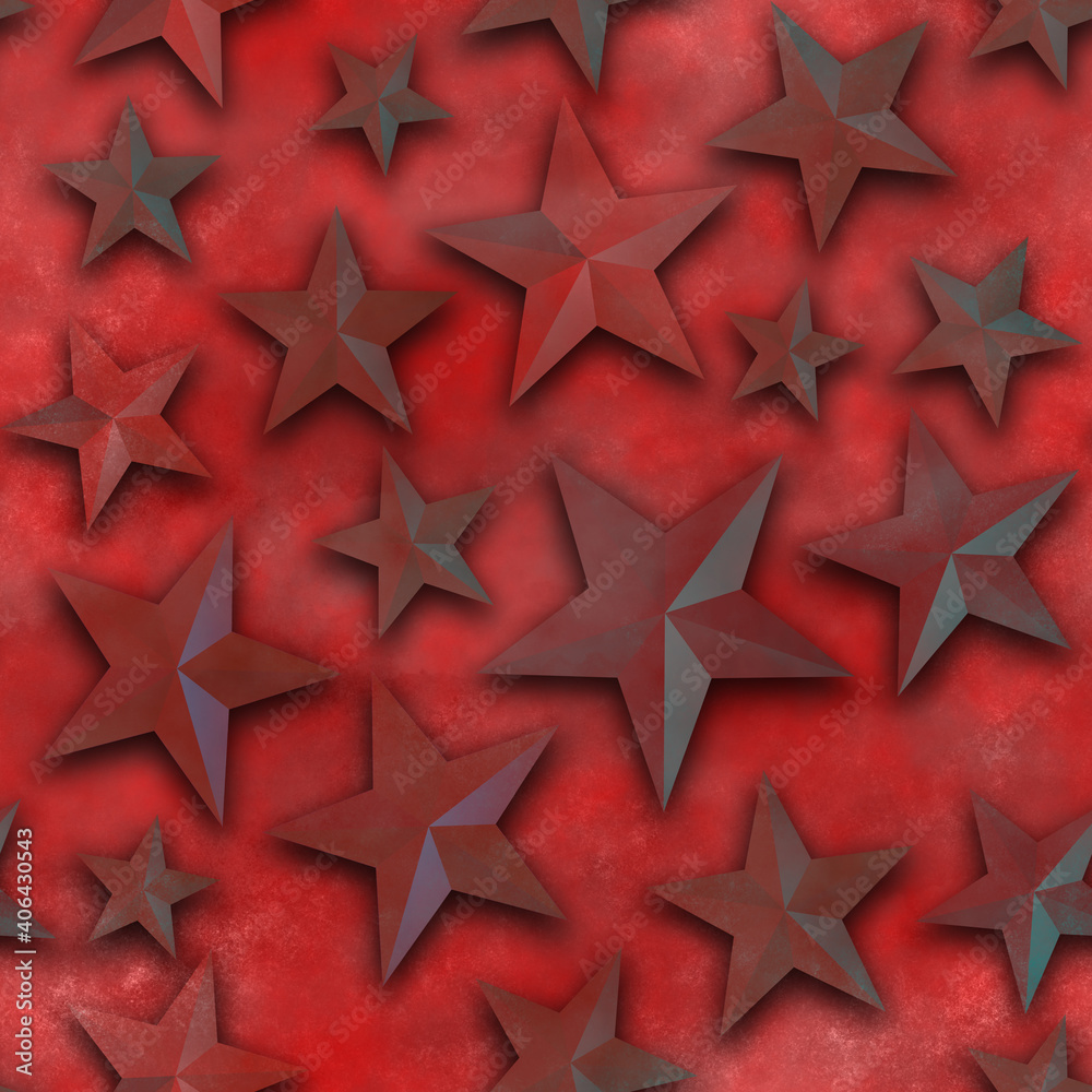 Seamless star pattern, star on a red background. 3D render, illustration. Festive abstract concept. New year, christmas, textiles, paper Seamless star pattern, star on a red background. 3D render, illustration. Festive abstract concept. New year, christmas, textiles, paper