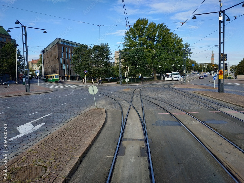 Helsinki, Finland - September 24, 2019: casual view on the street life in capital of Finland