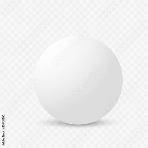 Realistic white sphere on transparent background. Vector illustration