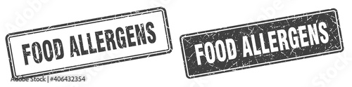 food allergens stamp set. food allergens square grunge sign