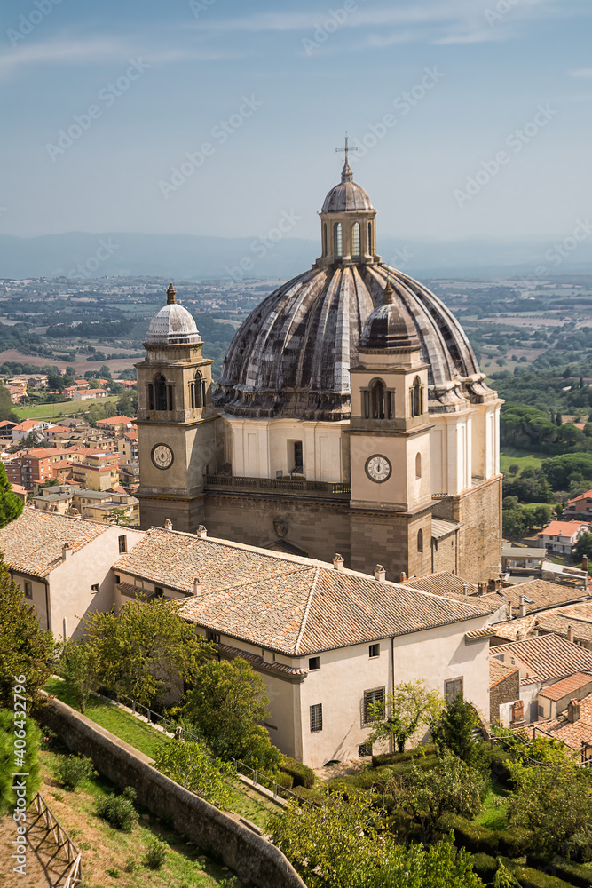 Dome of the basilica of Santa Margherita in Montefiascone (Italy) seen from above