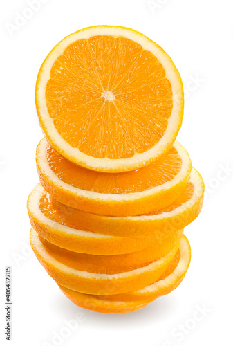 Orange sliced and stacked