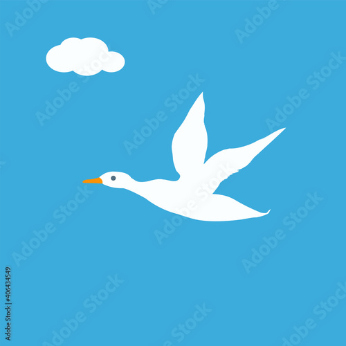 Flying wild duck - vector. Spring mood. Bird life.