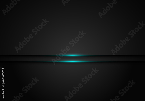 Modern black metallic layer with blue shiny light design template background technology concept