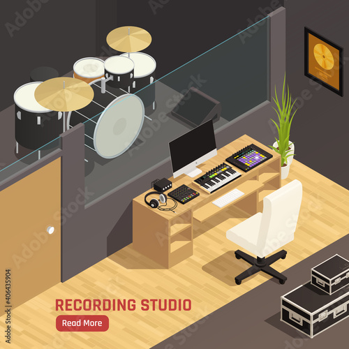 Isometric DJ Studio Interior