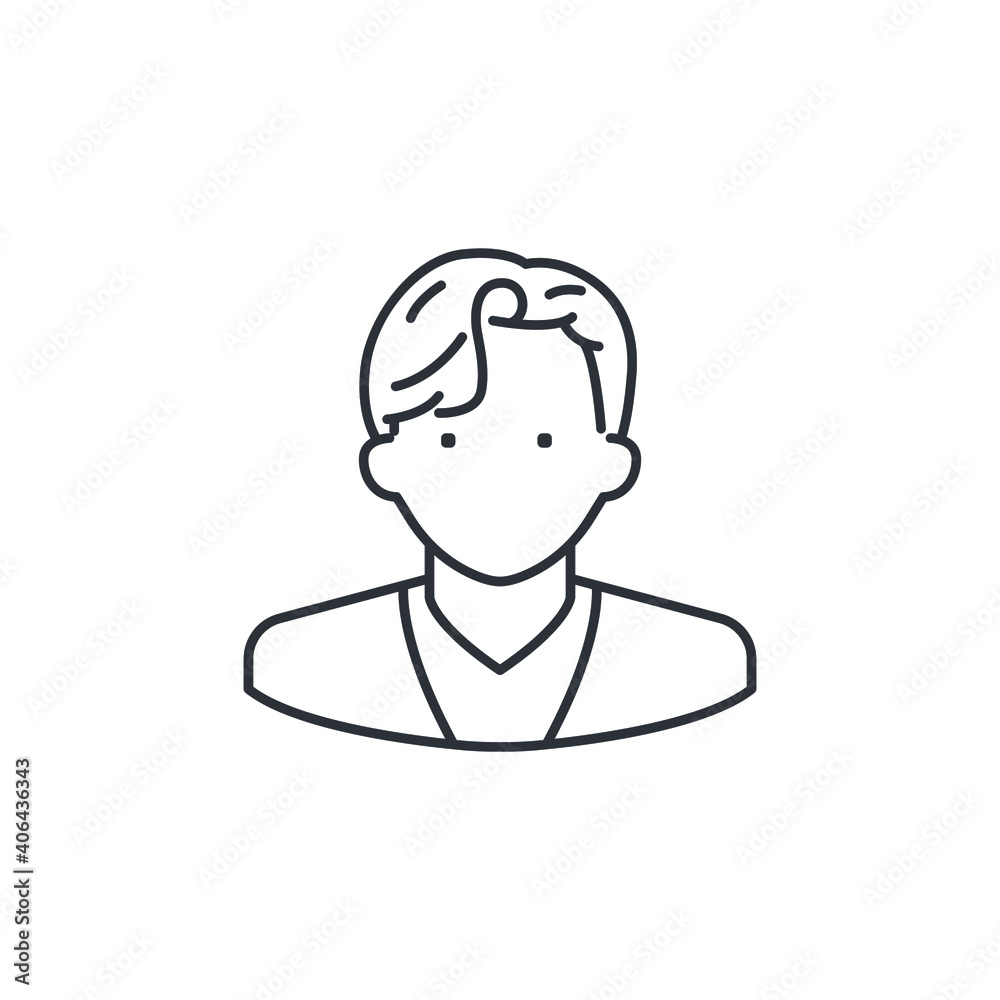 Comma hair line icon. vintage male hairstyle barber shop logo. Men's hairstyle short length. vector illustration design on white background. EPS 10
