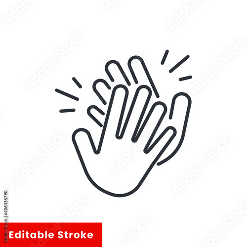 Clapping hand icon. Clap your hands. Hand clap for applause gesture logo. standing ovation Cheerful appreciation for web and app. editable stroke Vector illustration design on white background. EPS 10