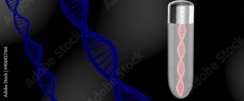 DNA model in capsule in 3d illustration photo