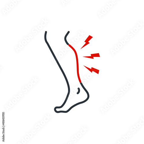 Shin hurts thin line icon. Body pain concept, Shin pain sign. eg injured in shin area icon in outline style for mobile concept and web design  vector illustration design on white background. EPS 10