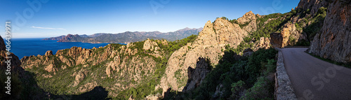 Rock formations in the bizzare landscape of Calanche de Piana, located in n the Gulf of Porto, on the west coast of Corsica, France