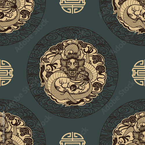 Seamless pattern with chinese dragons