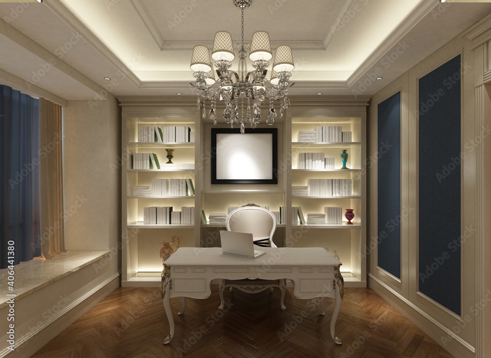 Fototapeta premium Working from home, pandemic situation, study room, working room