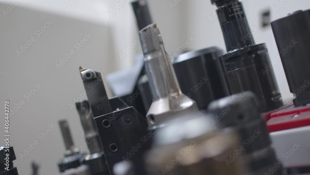 Hero shot of cnc tools in a shelf Hero shot of cnc tools in a shelf