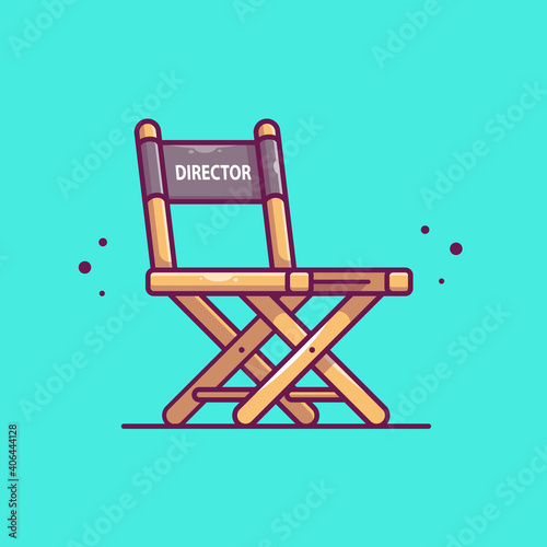 Chair Director Movie Cartoon Vector Icon Illustration. Movie Equipment Icon Concept Isolated Premium Vector. Flat Cartoon Style photo