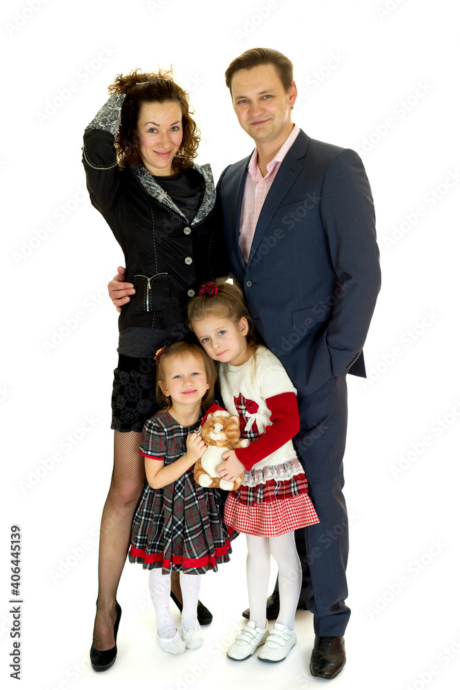 Happy family with two children standing together Happy family with two children standing together