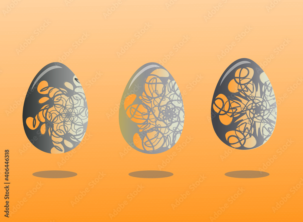 Easter eggs on a orange gradient background Easter eggs on a orange gradient background