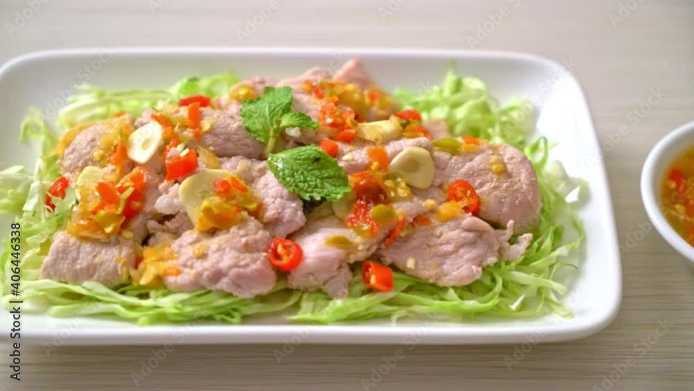 Spicy Pork Salad or Boiled Pork with Lime Garlic and Chili Sauce Spicy Pork Salad or Boiled Pork with Lime Garlic and Chili Sauce