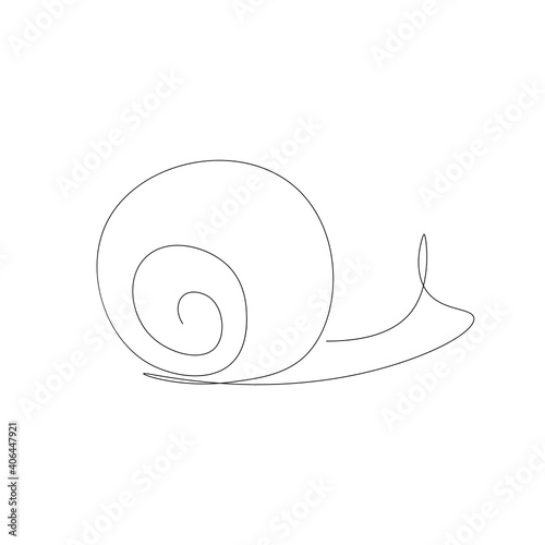One line drawing snail. Vector illustration