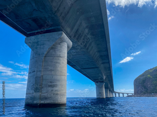 New littoral road of Reunion Island, most expensive road, bridge over the sea