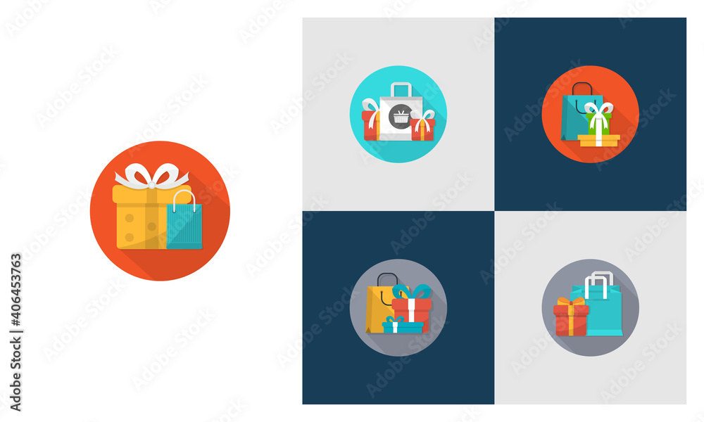 Set of Gift flat icon vector template, Online Shop icon concepts, Creative design Set of Gift flat icon vector template, Online Shop icon concepts, Creative design