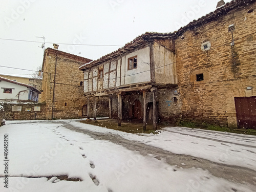 Great snowfall in Espinosa de los Monteros, Spain