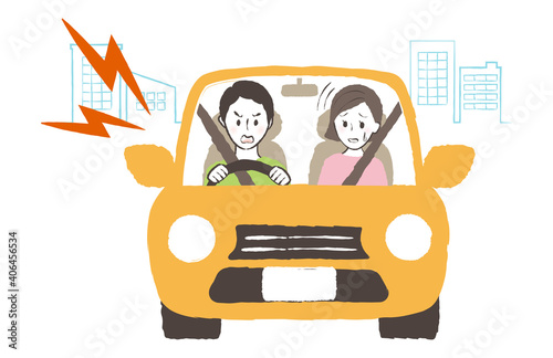 illustration of man driving street