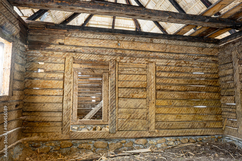 traditional Romanian wooden houses under construction