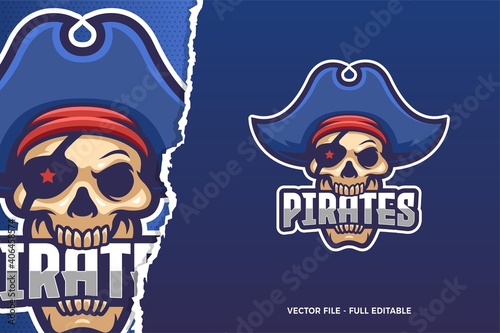 Blue Pirate E-sport Logo Template
