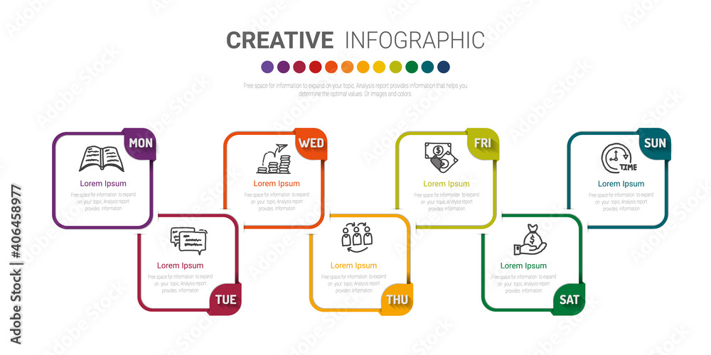 weekly planner, Timeline business for 7 day, Presentation business can be used for Business concept with 7 options, steps or processes. weekly planner, Timeline business for 7 day, Presentation business can be used for Business concept with 7 options, steps or processes.