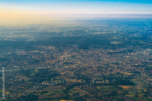 Aerial view of the area around Brussels, Belgium