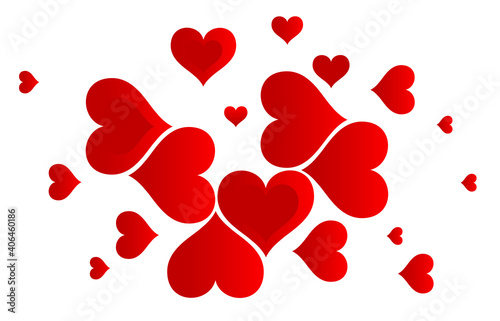 Valentine's Day. Red hearts. Abstract vector background. The holiday of lovers. Congratulation. Card.