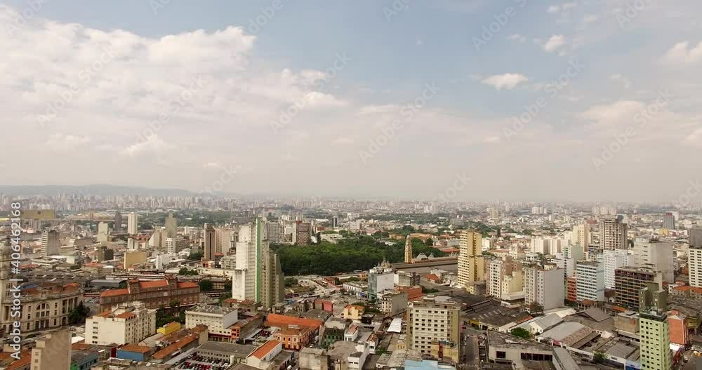 Aerial drone view of the colorful cityscape of Sao Paulo, Brazil, sunny day Aerial drone view of the colorful cityscape of Sao Paulo, Brazil, sunny day