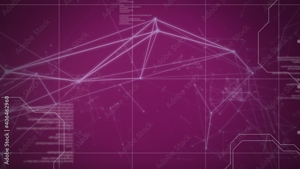 Animation of network of connections and data processing against grid Animation of network of connections and data processing against grid
