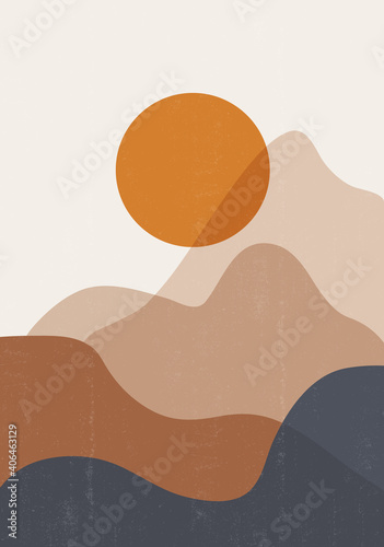 Mid century sunset print boho minimalist printable wall art
