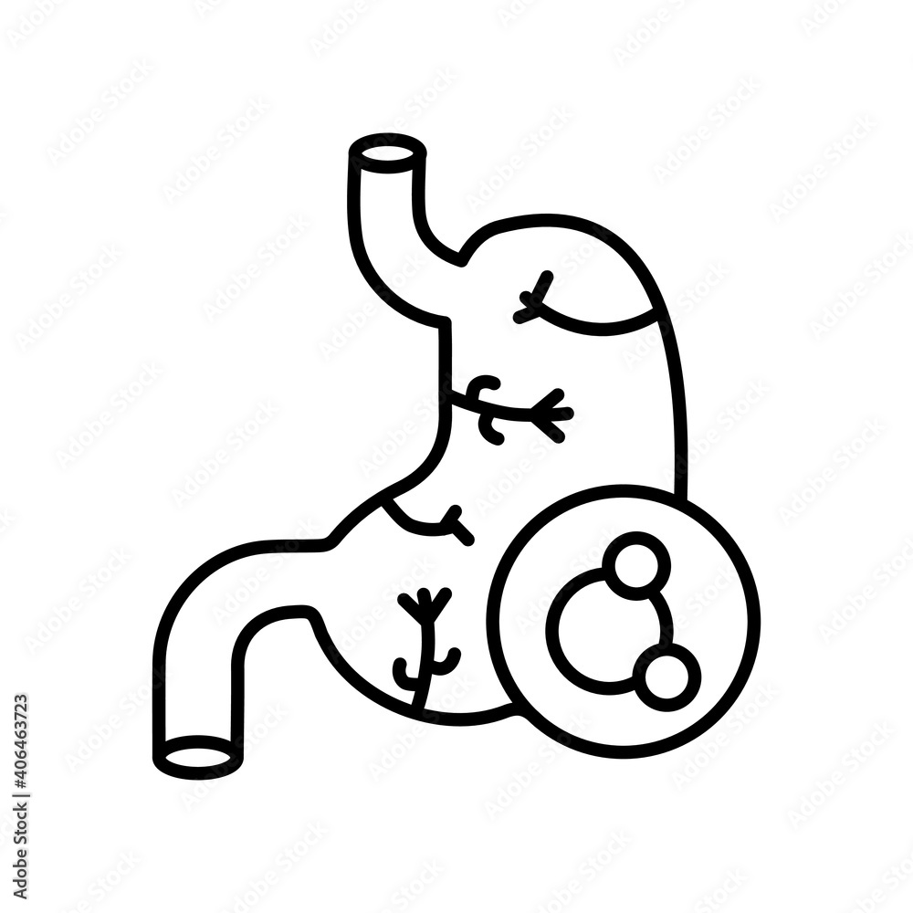 Fototapeta premium Stomach infection medical line icon
