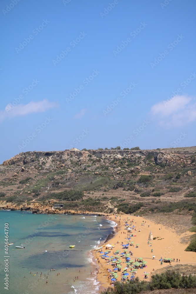 Summer in Ramla Bay of Gozo Island, Malta