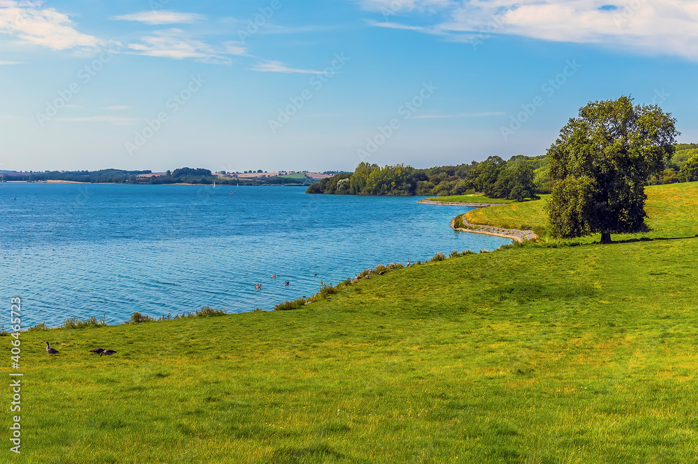 A view along the edge of  Rutland reservoir in summertime