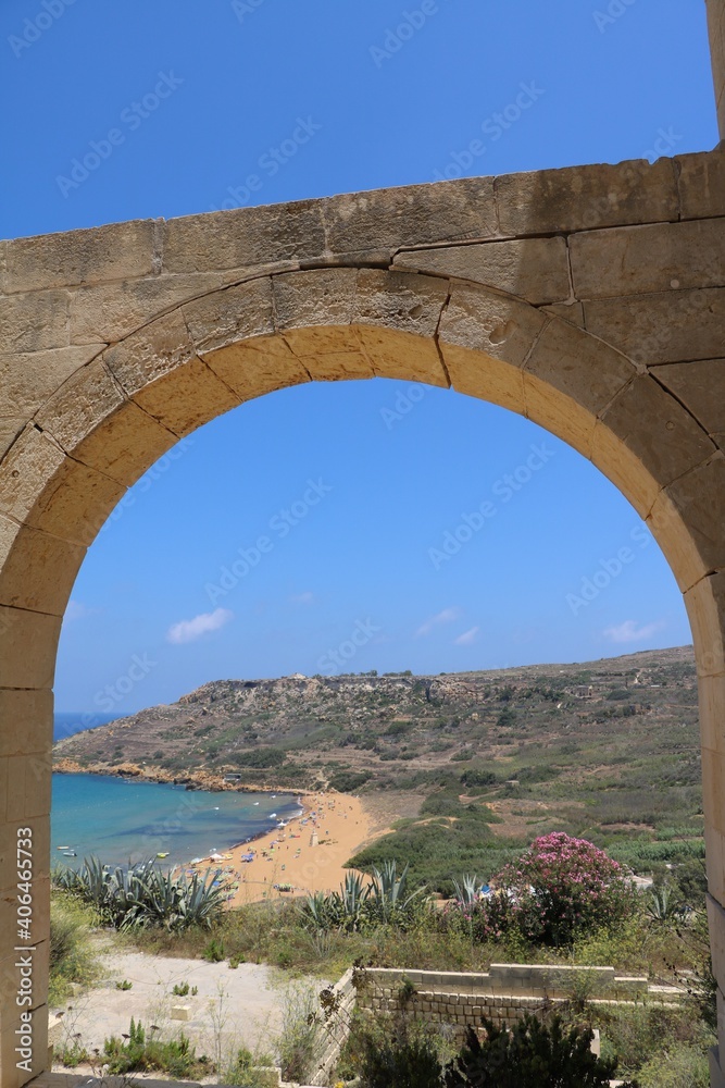Sea bay Ramla Bay of Gozo Island, Malta