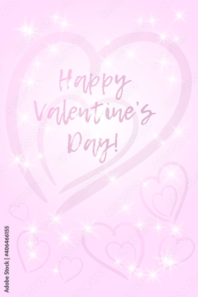 valentine's day greeting card banner invitation flyer brochure. pastel color delicate cute feminine style. heart shape and minimalist fashion lettering