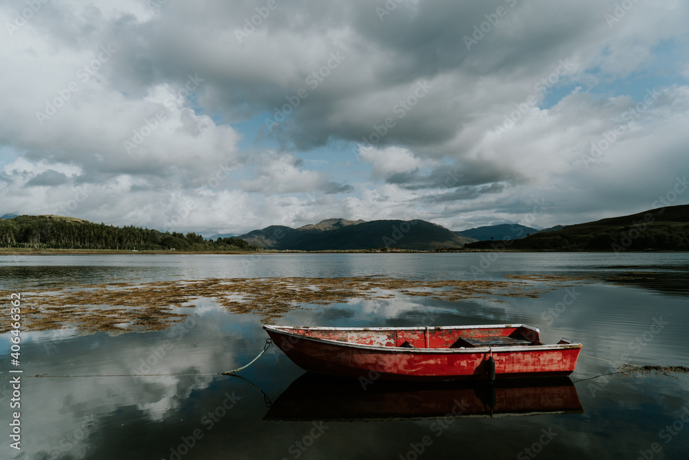 Rowing Boat on lake in Scotland Rowing Boat on lake in Scotland